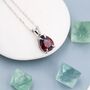 Sterling Silver Garnet Red Pear Cut Cz Necklace, thumbnail 2 of 12