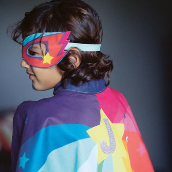 Personalised Superhero Cape Superstar Rainbow With Name, 2 of 12