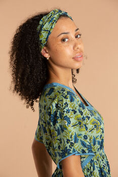 Indian Cotton Lime Patchouli Hair Scarf, 2 of 4