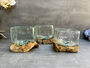 10cm Molten Glass Square Bowl On Teak Root Base, thumbnail 2 of 12
