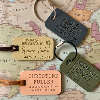 Laser Engraved Personalised Luggage Tag Shape One, 4 of 4