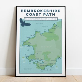 Personalised Pembrokeshire Coast Path Map Art Print, 6 of 10