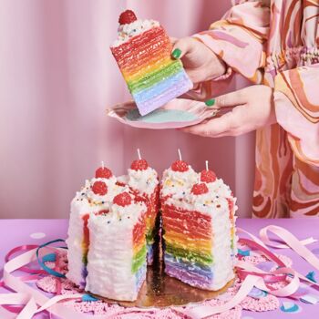 Fake Cake Candle Slice Birthday Rainbow Cake, 3 of 6