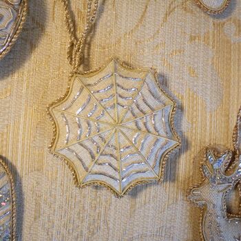 Irish Linen Spider’s Web Halloween Christmas Decoration, 2 of 7