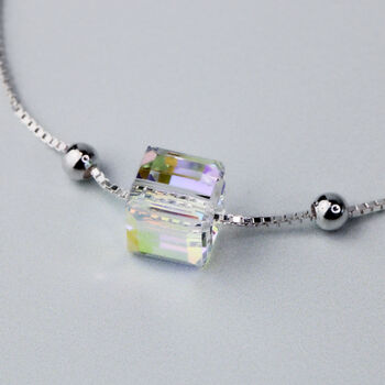 Sterling Silver Iridescent Cube Bead Bracelet, 4 of 6