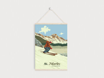 St Moritz Ski Resort Switzerland Travel Poster Print, 6 of 8