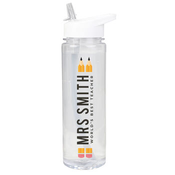 Personalised Teacher Water Bottle Gift Pencil Design, 4 of 4