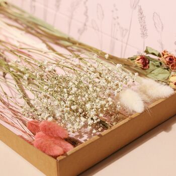 Long Stem Vintage Pink Dried Flower Letterbox Bouquet, 3 of 5