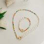 Tar 90s Style Pearl Bead Coloured Necklace Bracelet Set, thumbnail 2 of 6