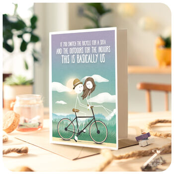 Bicycle Funny Anniversary Birthday Card Husband Wife, 2 of 5