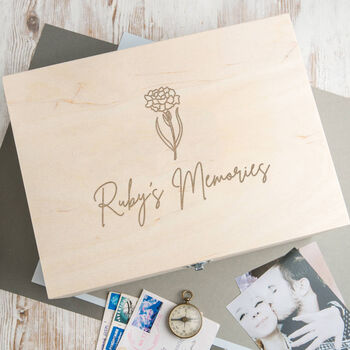 Personalised Birth Flower Memory Box Birthday Gift For Women, 7 of 12
