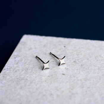 Sterling Silver Dainty Star Stud Earrings, 4 of 8