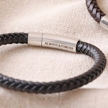 Men's Personalised Bold Leather Bracelet By Lisa Angel