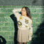 Cream Yellow Cropped Floral Print Jumper, thumbnail 3 of 6