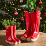 Set Of Two Personalised Red Welly Boot Planters, thumbnail 1 of 9