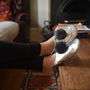 Chunky Pompom Silver Slippers, thumbnail 1 of 4