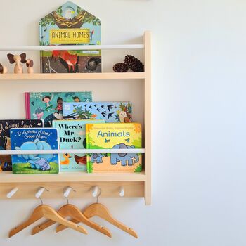Nursery Bookcase With Rail And Pegs, Nursery Decor, 7 of 11