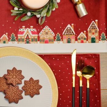 Christmas Table Runner Red Gingerbread, 6 of 8