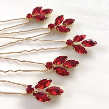 Red Crystal Hair Pin Set, 3 of 5