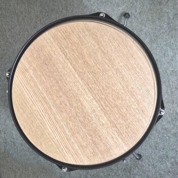 Real Drum Table Large Wood Grain, Chrome, Man Cave, Drummer, Upcycled, 6 of 11
