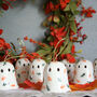 Ceramic Halloween Hanging Ghost Decoration With Autumn Leaves, thumbnail 1 of 6