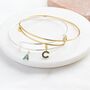 Gold Plated Or Silver Plated Birthstone Initial Bangle, thumbnail 2 of 8