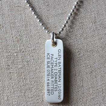 Silver Medical Alert Allergy Necklace Pendant, 8 of 10