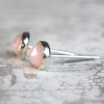 Pink Opal Stud Earrings Silver Or Gold, 8 of 11