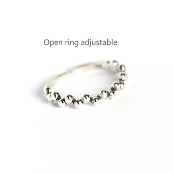 Adjustable Dainty Beaded Mobius Sterling Silver Ring, 5 of 8