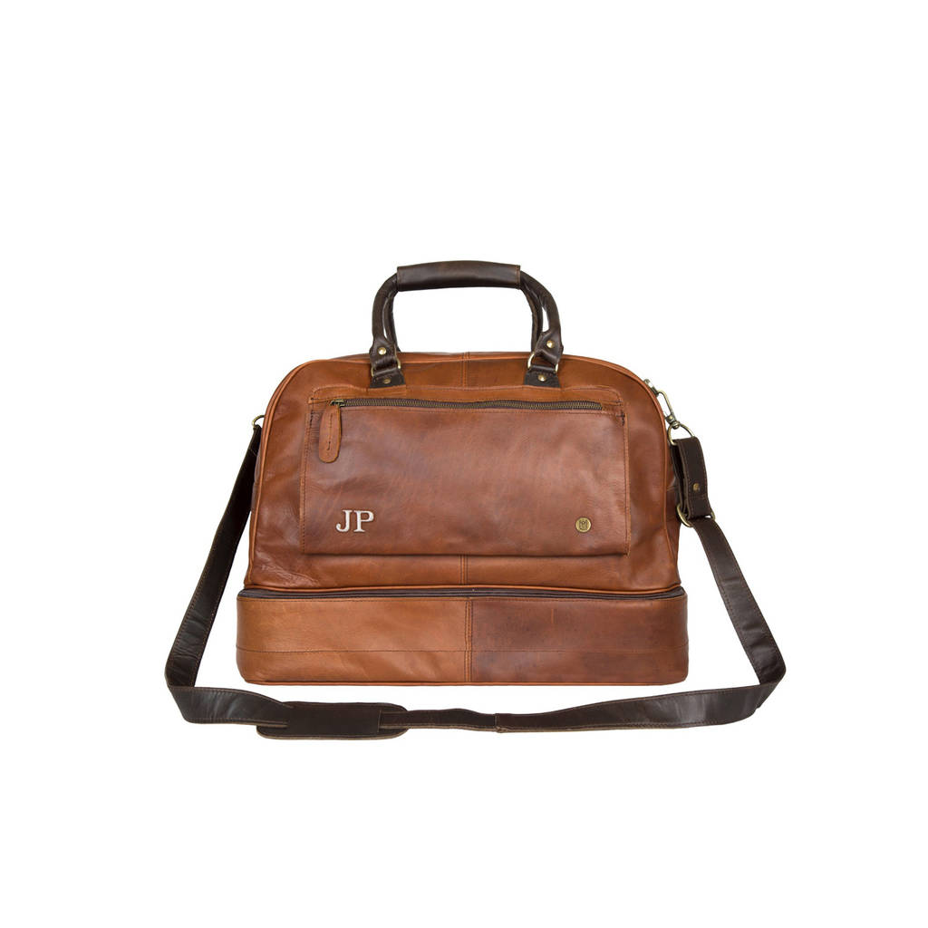 Personalised Leather Holdall With Shirt Compartment By MAHI Leather ...