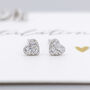 Mini Sterling Silver Cz Heart Stud Earrings, thumbnail 2 of 7