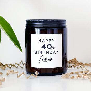 Personalised 40th Birthday Soy Wax Candle Gift Choice Of Fragrance, 2 of 10