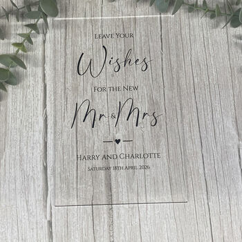 Classic Personalised Clear Acrylic Leave Your Wishes Sign A5, 3 of 6