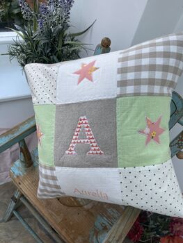 Personalised Alphabet Cushion Peach And Mint, 7 of 12