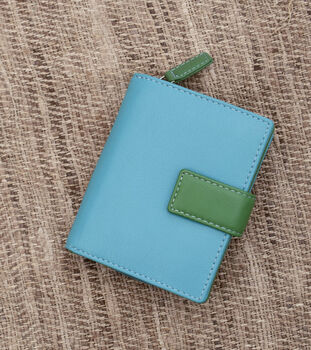 Personalised Mutlicolour Turquoise Small Leather Purse, 3 of 10