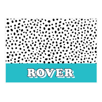 Personalised Blue Spots Dog Bowl Mat, 2 of 3