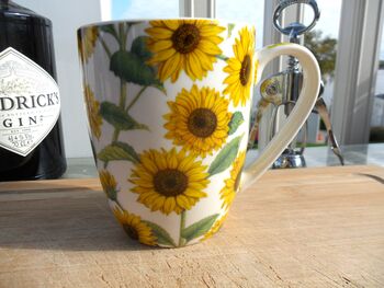 Set Of Four China Aspen Mugs In Sunflower Design, 9 of 12