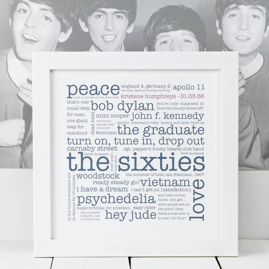 60th Birthday Gift 'The 1960s' Personalised Print, 1 of 5