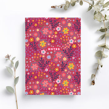 Floral Dark Pink Hardback A5 Notebook, 2 of 11