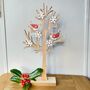 Christmas Wooden Tree With Robins, thumbnail 1 of 2