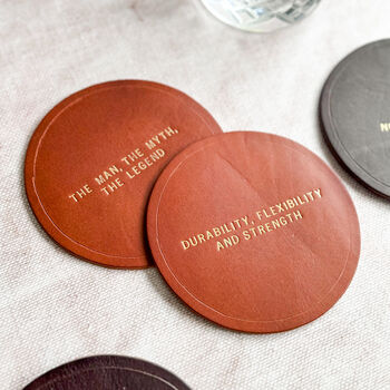 Custom Luxe Leather Father's Day Coasters, 2 of 4
