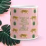 'Wild Cat' Mug With Leopard Print And A Quote, thumbnail 3 of 5