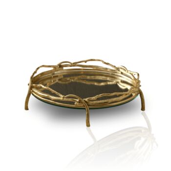 Round Tray With Branch Frame And Mirrored Base, 2 of 2