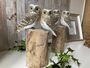 Pair Hand Painted Lovers Friends Wooden Owls Balinese Craft Ornament Figurine Gift, thumbnail 1 of 9