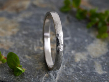 2mm Platinum Wedding Band With Hammered Effect, 4 of 5