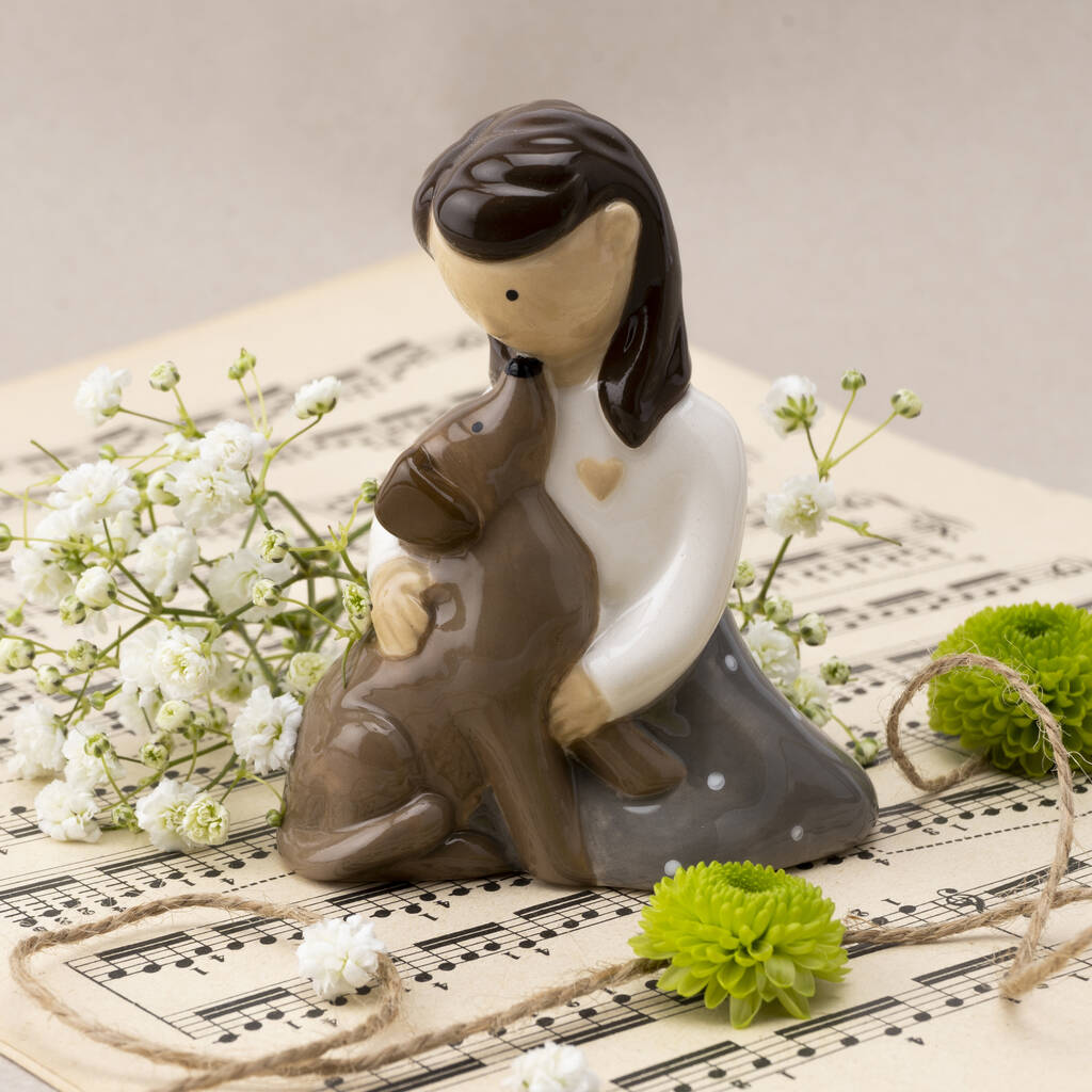 Girl And Dog Figurine | Best Friend | Pet, 1 of 4