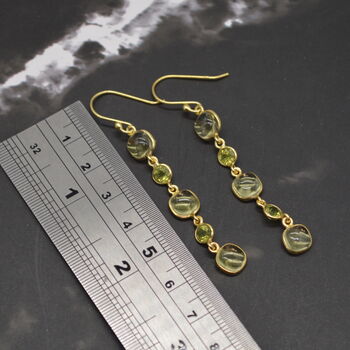 Lemon Quartz, Peridot Gold Earrings: August Birthstone, 3 of 4