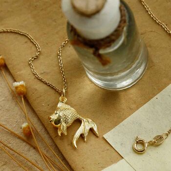 Gold Plated Sterling Silver Fish Necklace, 2 of 4