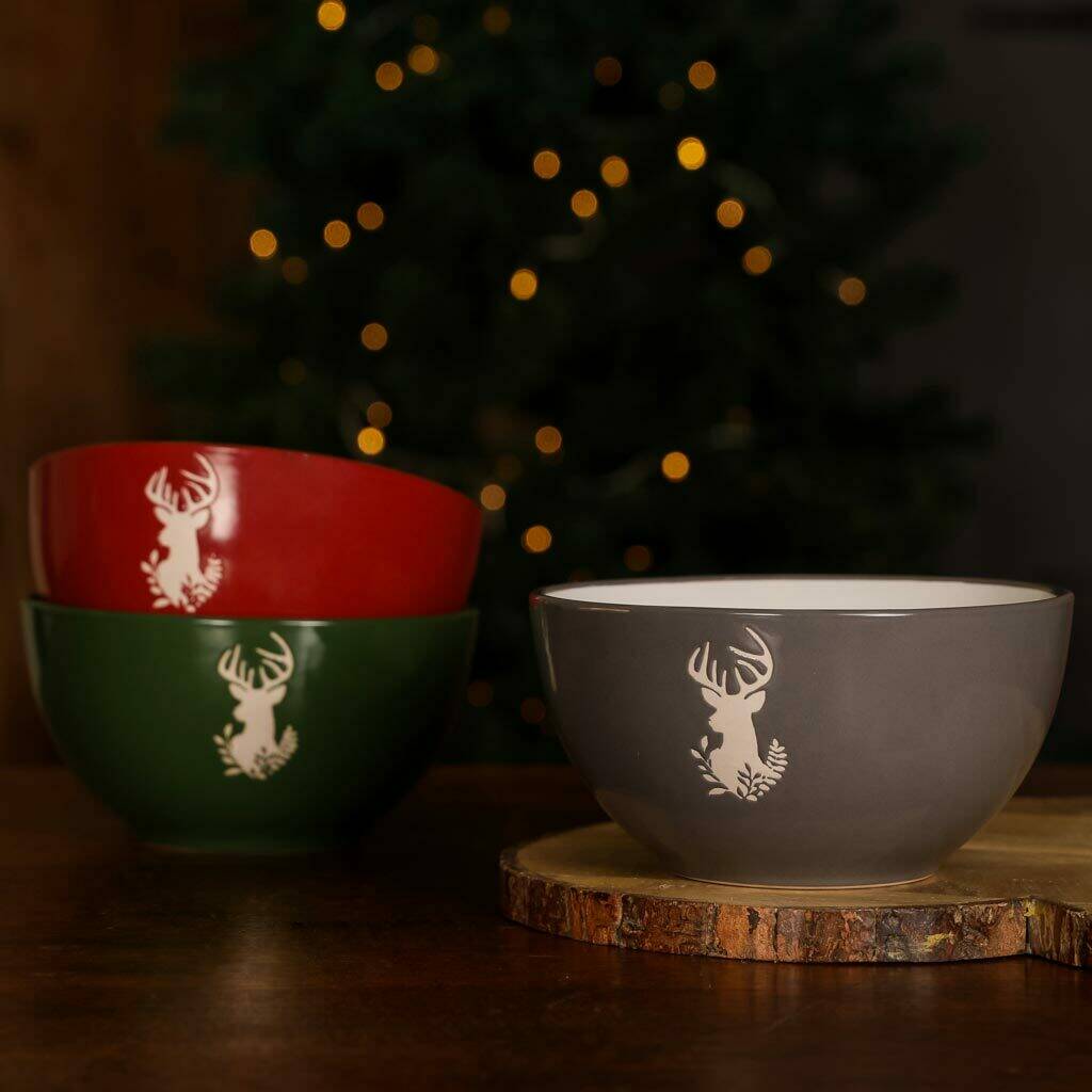 Set Of Four Christmas Reindeer Bowls By Dibor  notonthehighstreet.com