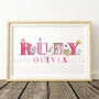Pink Fairytale Personalised Name Print, thumbnail 1 of 4